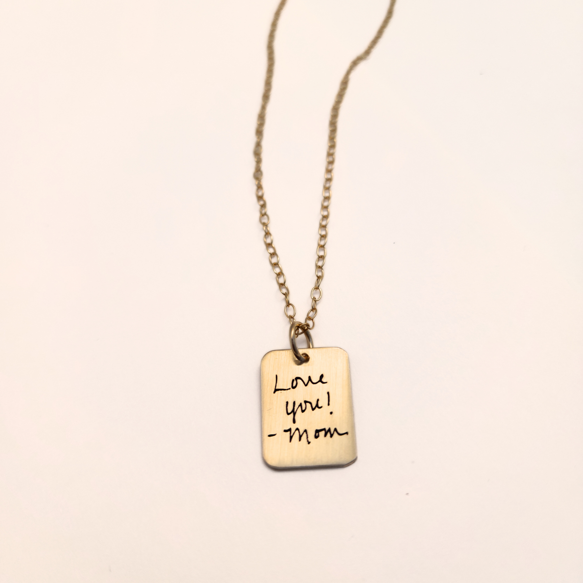 Custom Handwriting Rectangle Necklace - Going Golden