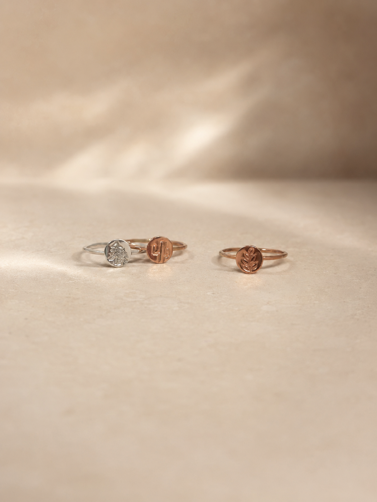Hand-Stamped Nature Disc Ring