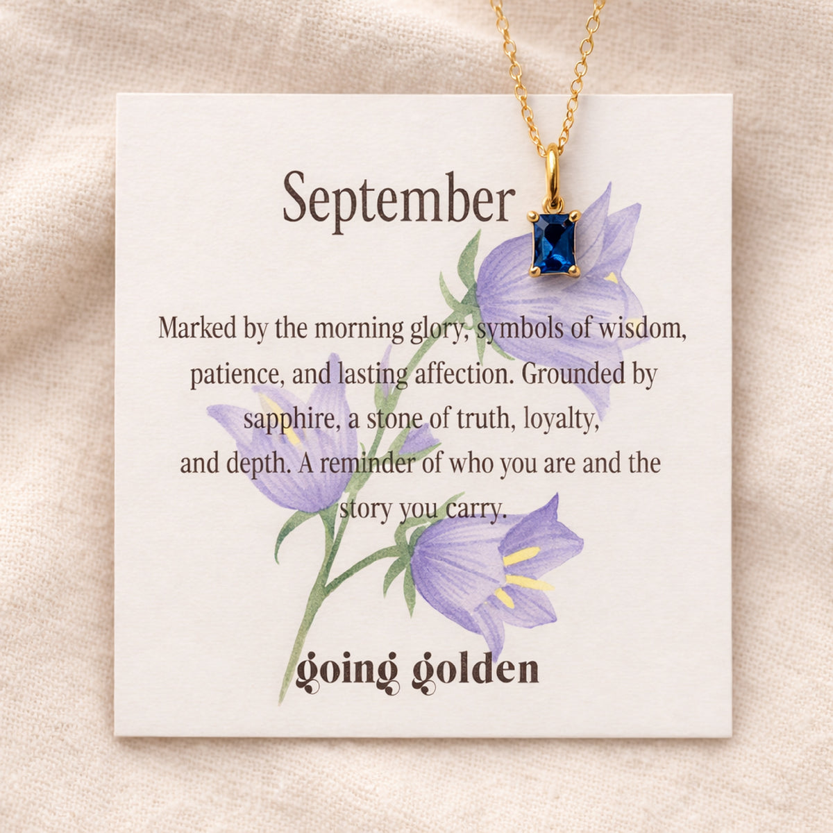 Birthstone Necklace with Card - Going Golden