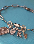 Stainless Silver Carabiner Paperclip Charm Bracelet - Going Golden