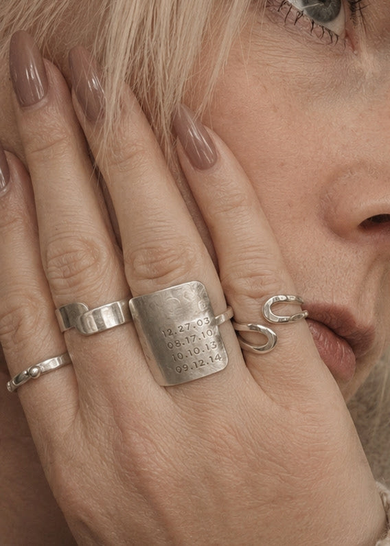 Sterling Silver Dates Ring