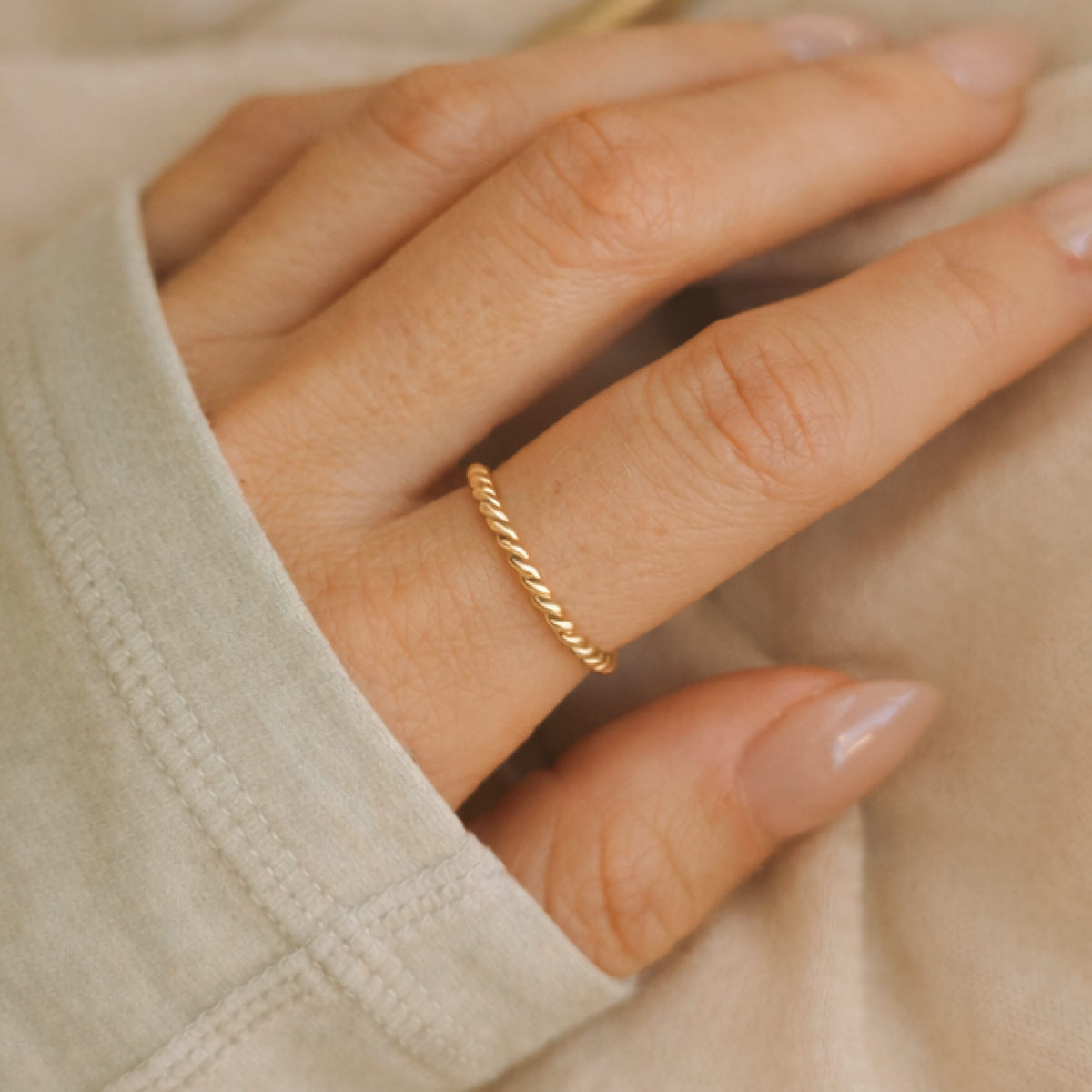 Thin Twisted Stacking Ring - Going Golden