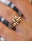 Thin Upper Stacking Name Ring - Going Golden