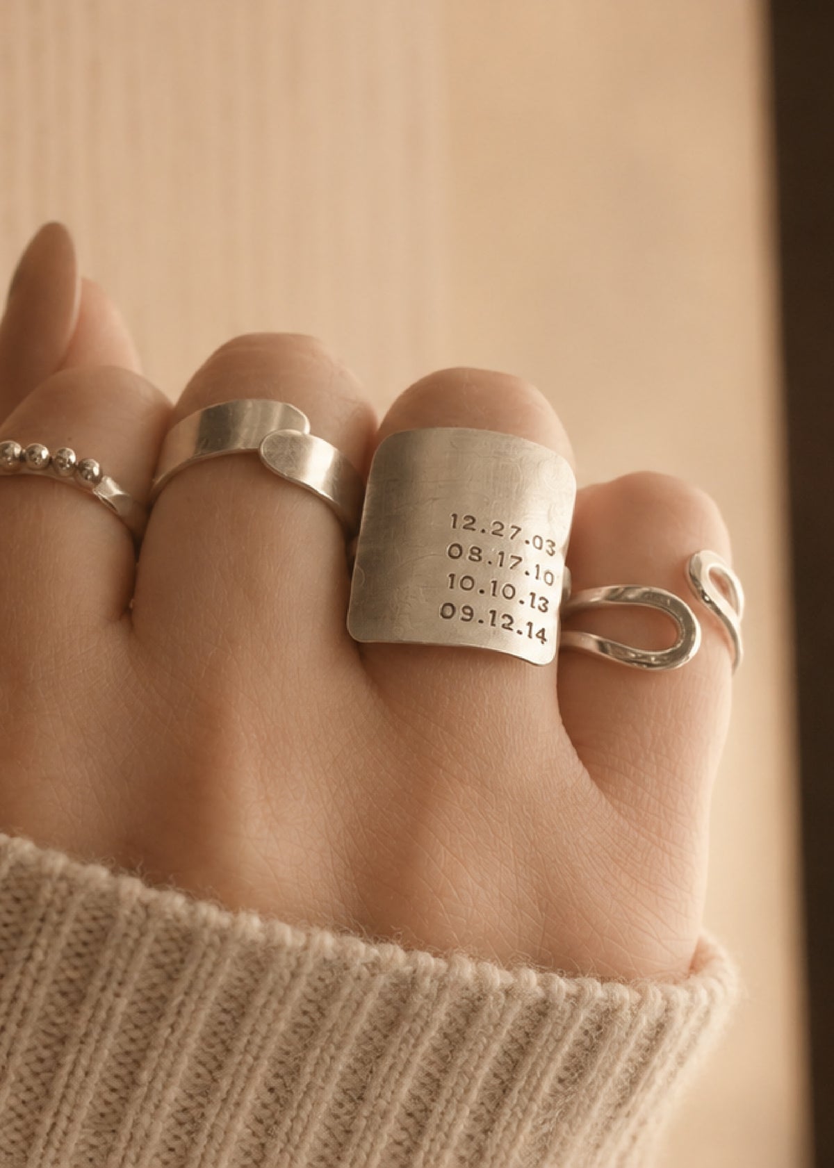 Sterling Silver Dates Ring