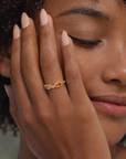 Double Birthstone Chain Ring - Going Golden