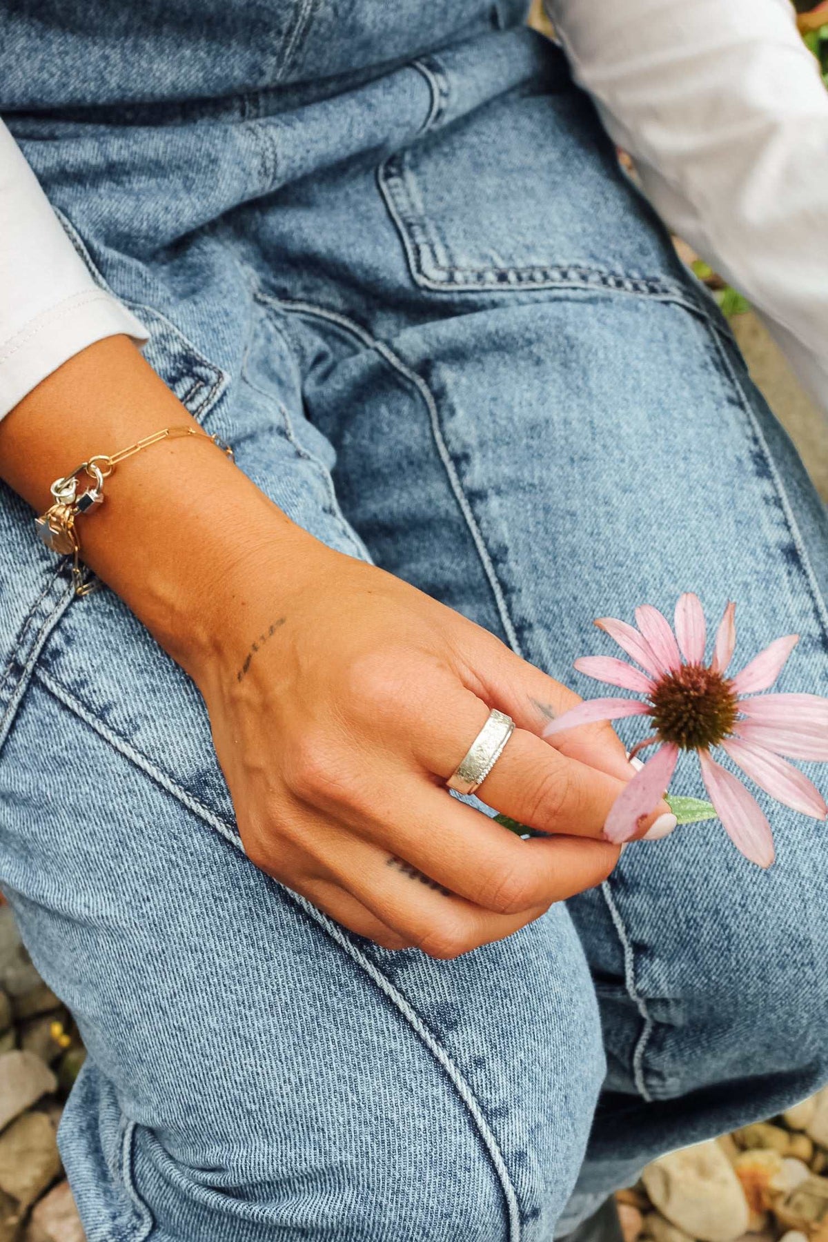 Silver Textured Ring - Going Golden