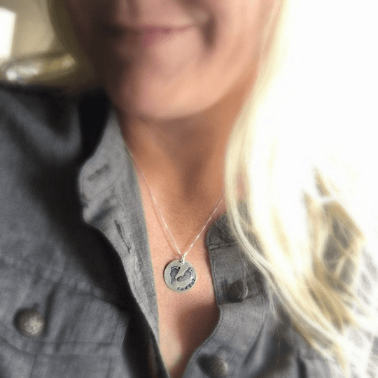 Footprint Necklace with Name - Going Golden