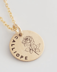 Birth Flower Necklace with Name - Going Golden