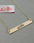 Handwriting Bar Necklace - Going Golden