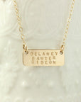 Three Name Gold Bar Necklace - Going Golden