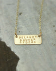 Three Name Gold Bar Necklace - Going Golden