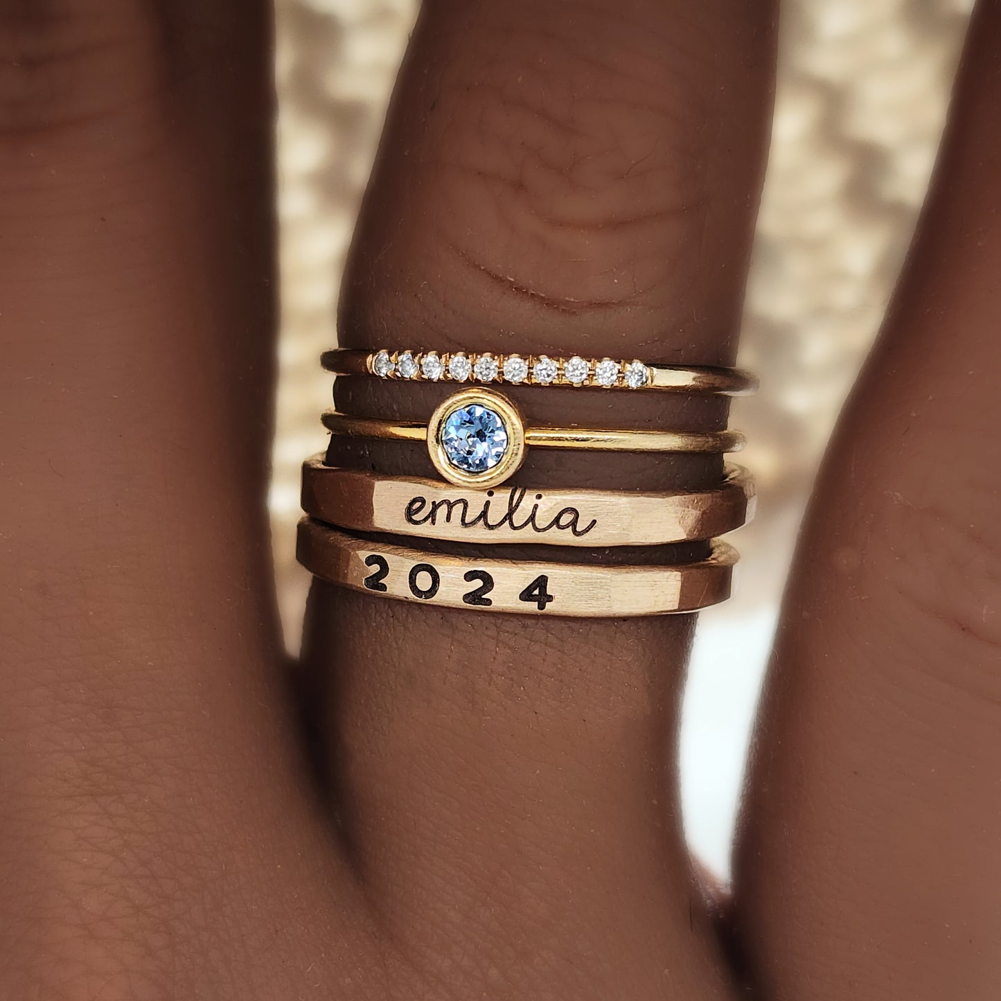 July Large Birthstone Ring - Going Golden