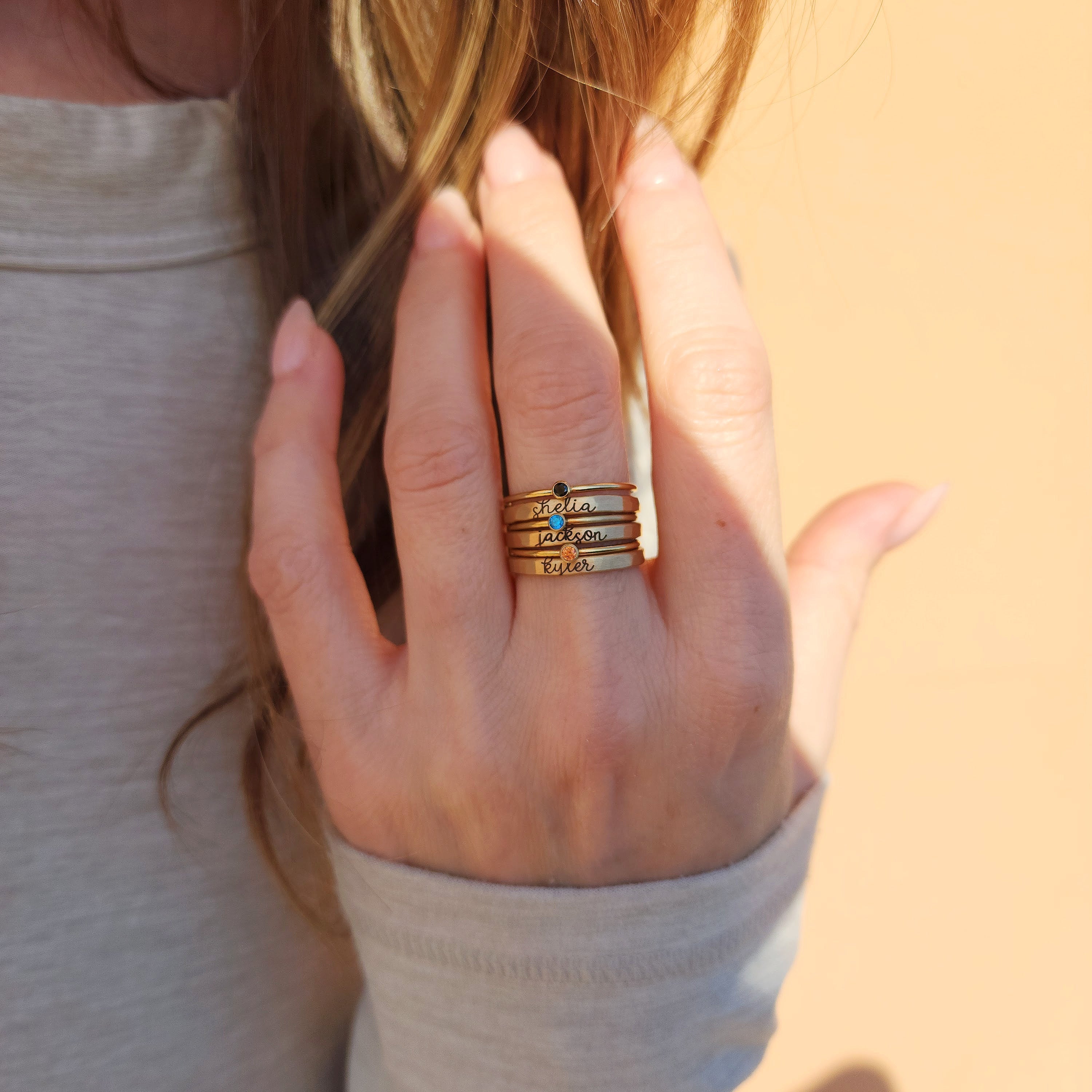 Going Golden Rings | Stackable Name Rings | Stacking Name Rings