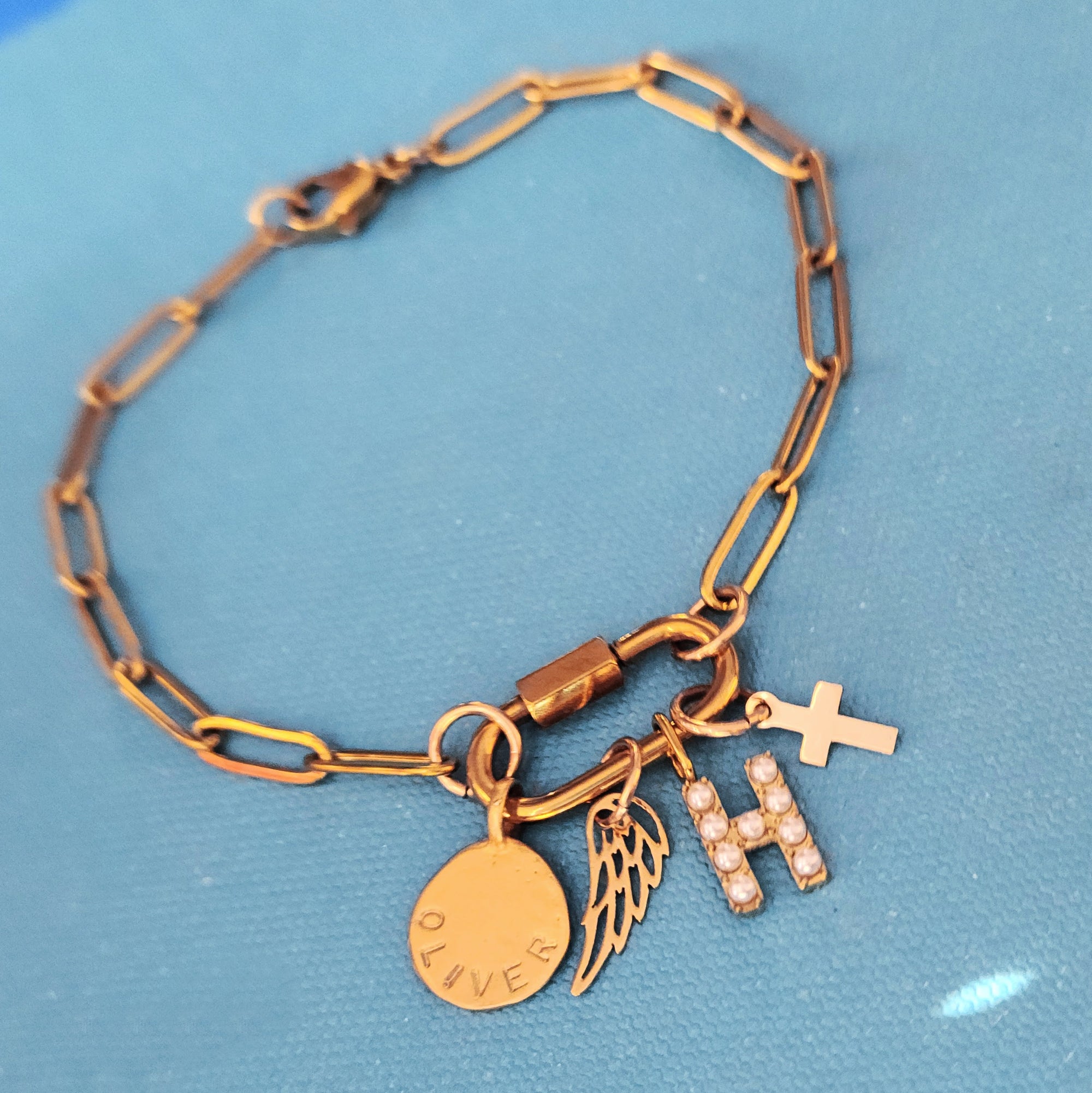 Gold Carabiner Paperclip Charm Bracelet - Going Golden