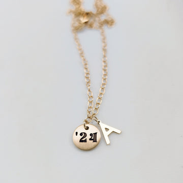 Year Initial Necklace