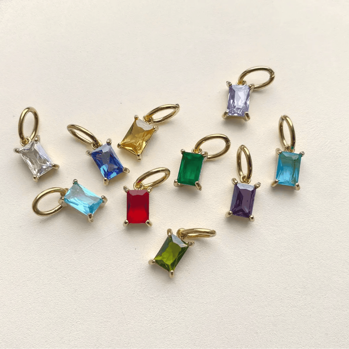Rectangle Birthstone Charm - Going Golden
