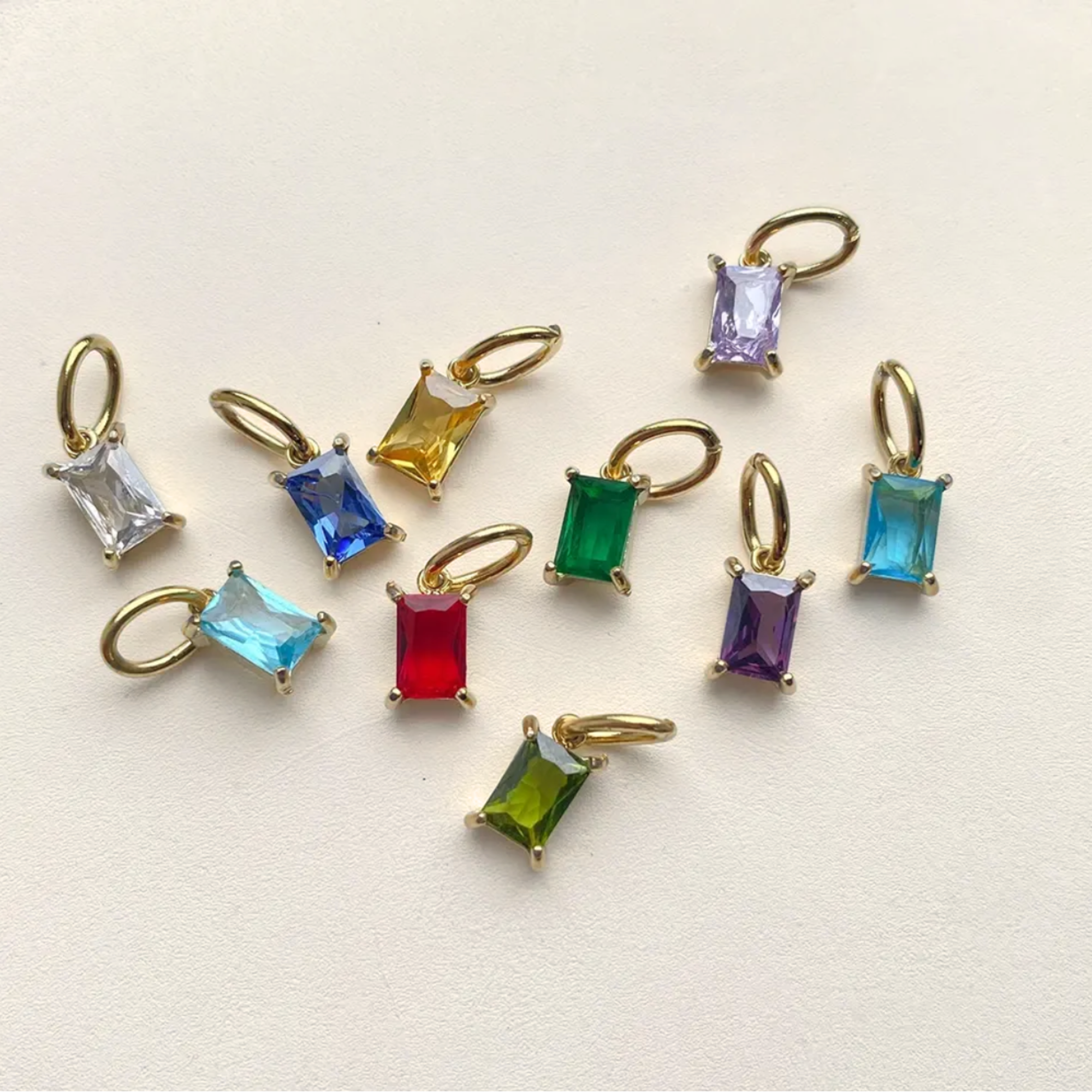 Rectangle Birthstone Charm - Going Golden