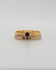 Large February Birthstone Ring stacked on two other rings