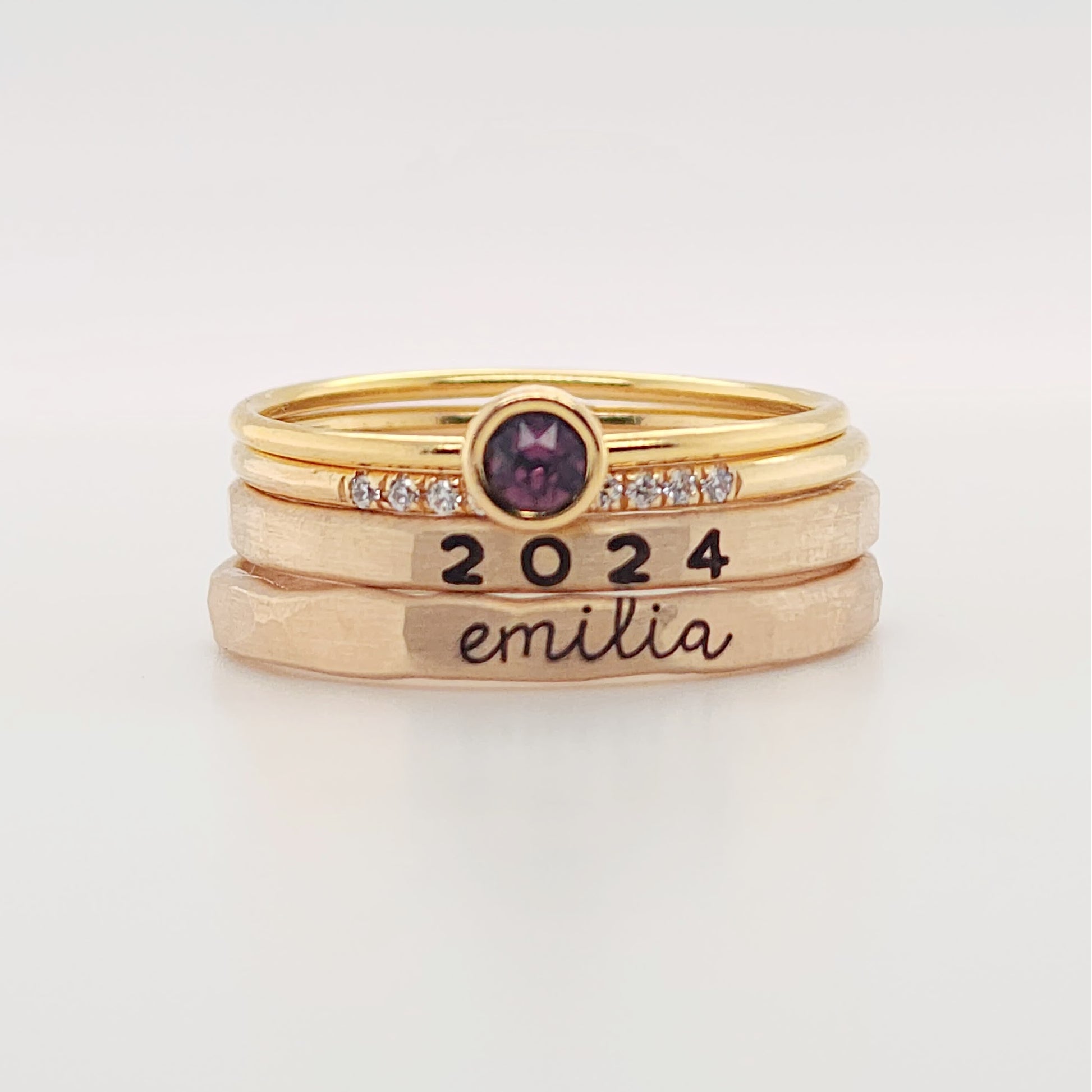 4mm Birthstone Stacking Ring - Going Golden
