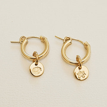 Minimal Hoop Tag Earrings - Small - Going Golden