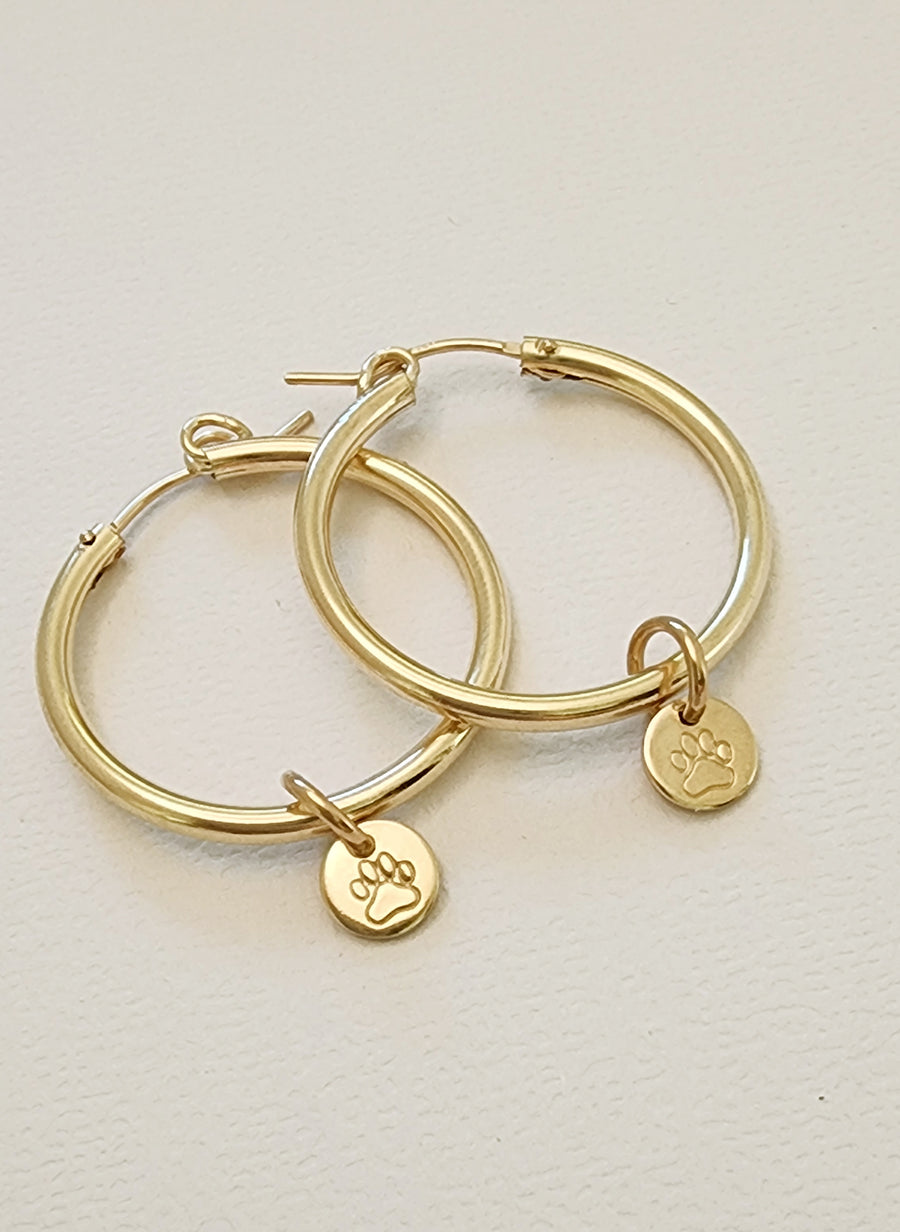Minimal Hoop Tag Earrings - Medium