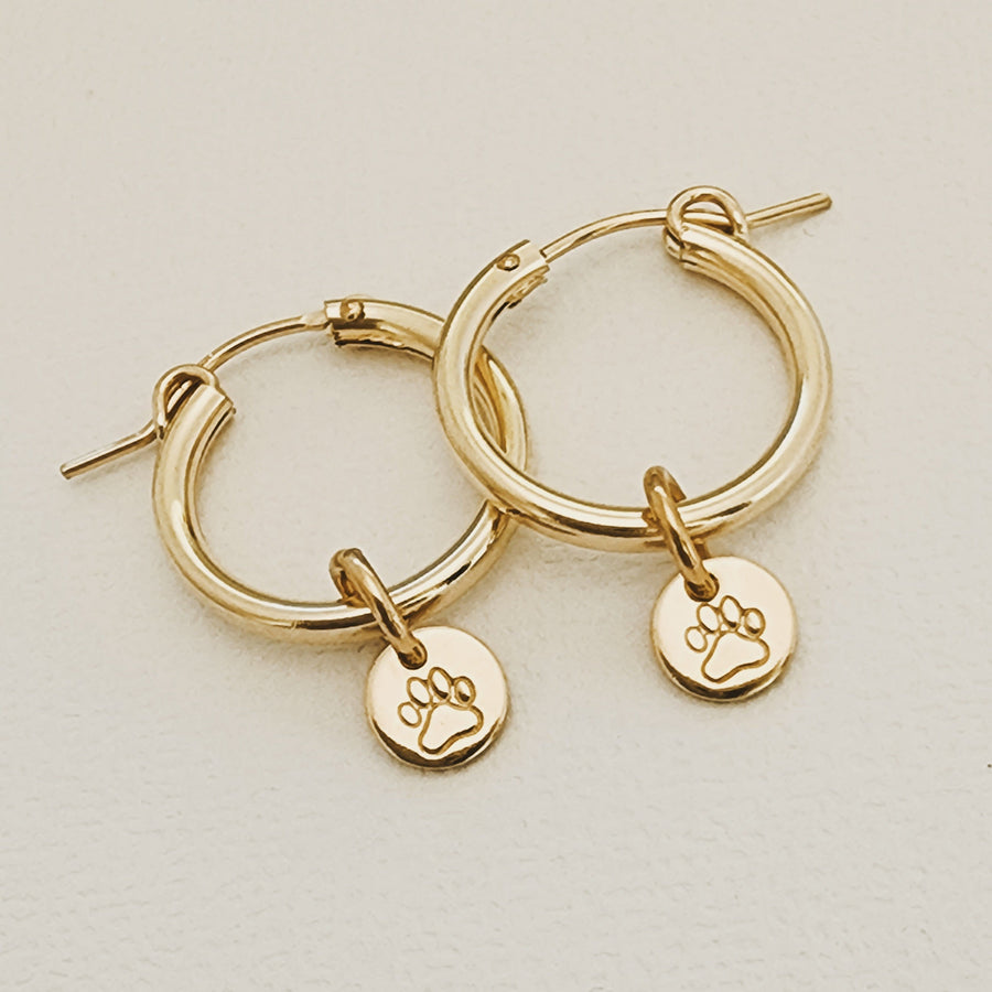 Minimal Hoop Tag Earrings - Large
