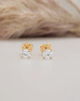 4mm Clear CZ Stud Earrings - Going Golden