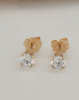 4mm Clear CZ Stud Earrings - Going Golden