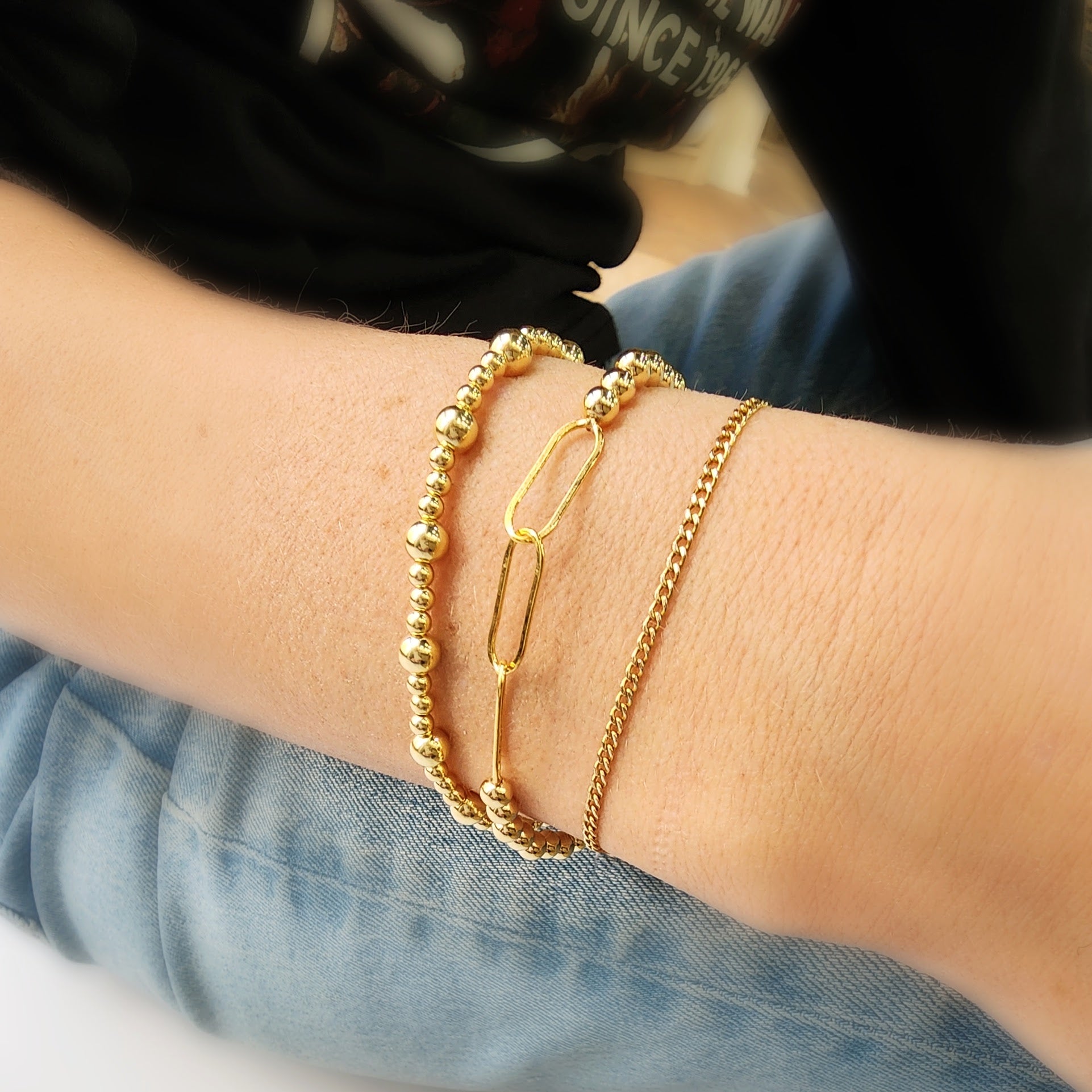 Stretch Bead Bracelets - Going Golden