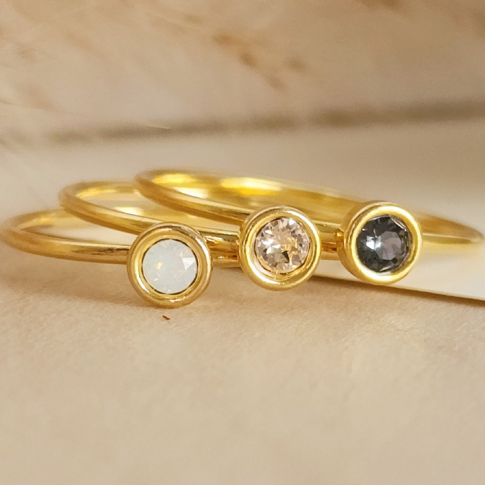 Large Birthstone Stacking Ring