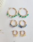 Wire Wrapped Colorful gemstone earring gold hoops