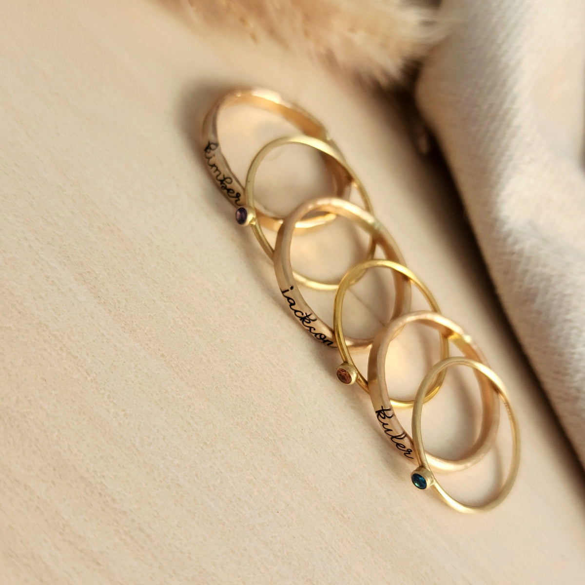 The Brynn Stacking Name Ring Set - Going Golden
