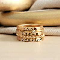 gold-filled personalized stacking name rings