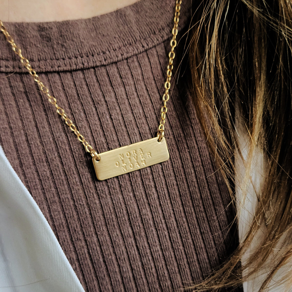 Three Name Bar Necklace - Going Golden
