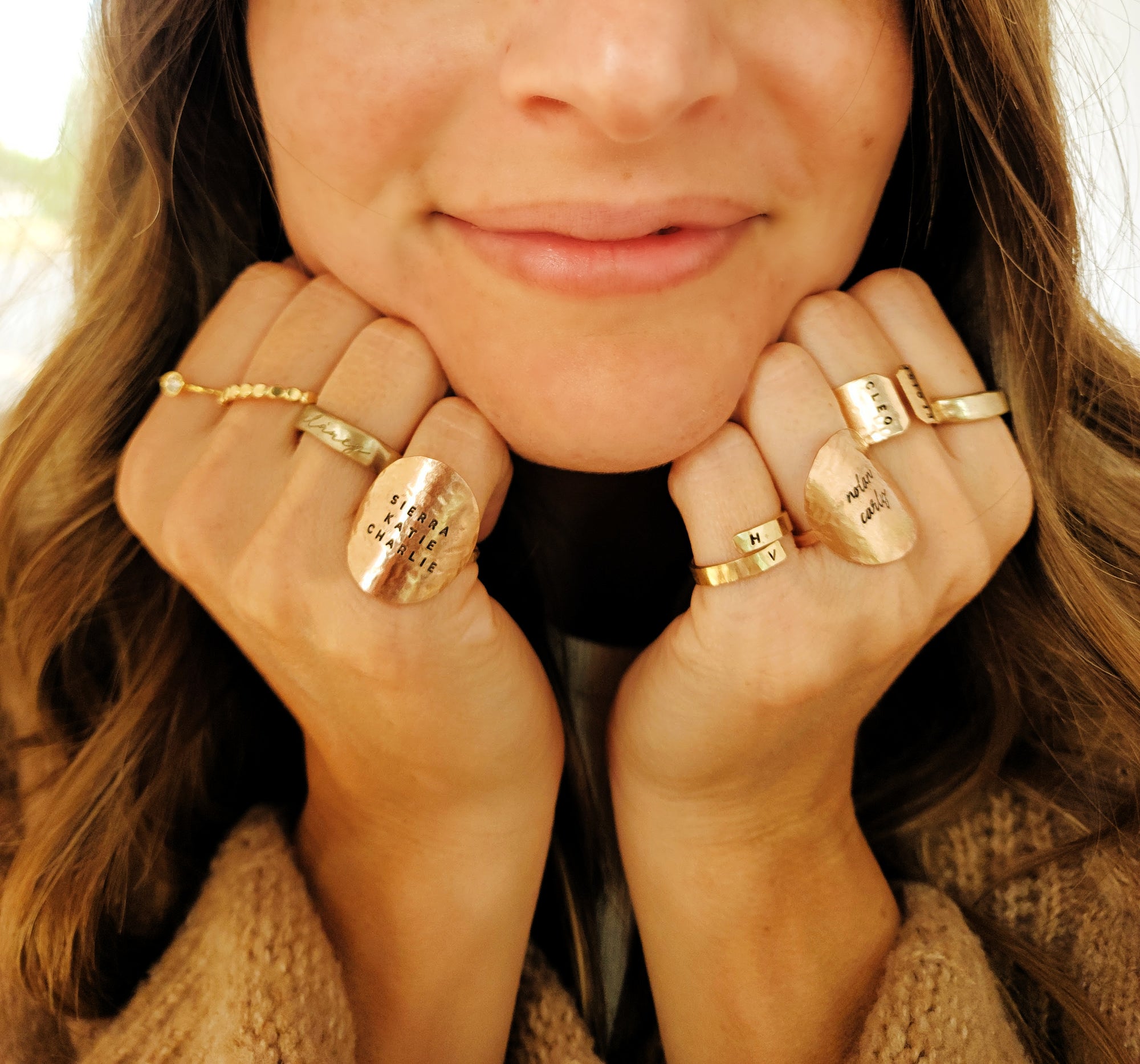 Gold Initials Cuff Wrap Ring