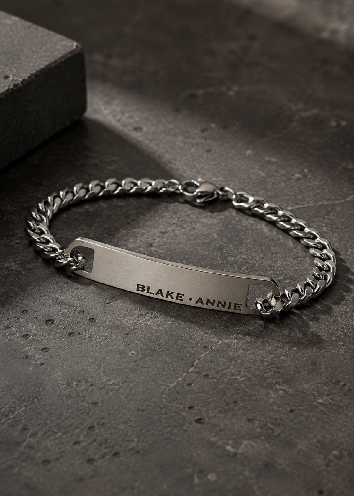 Men's Stainless Steel Silver Name Bracelet