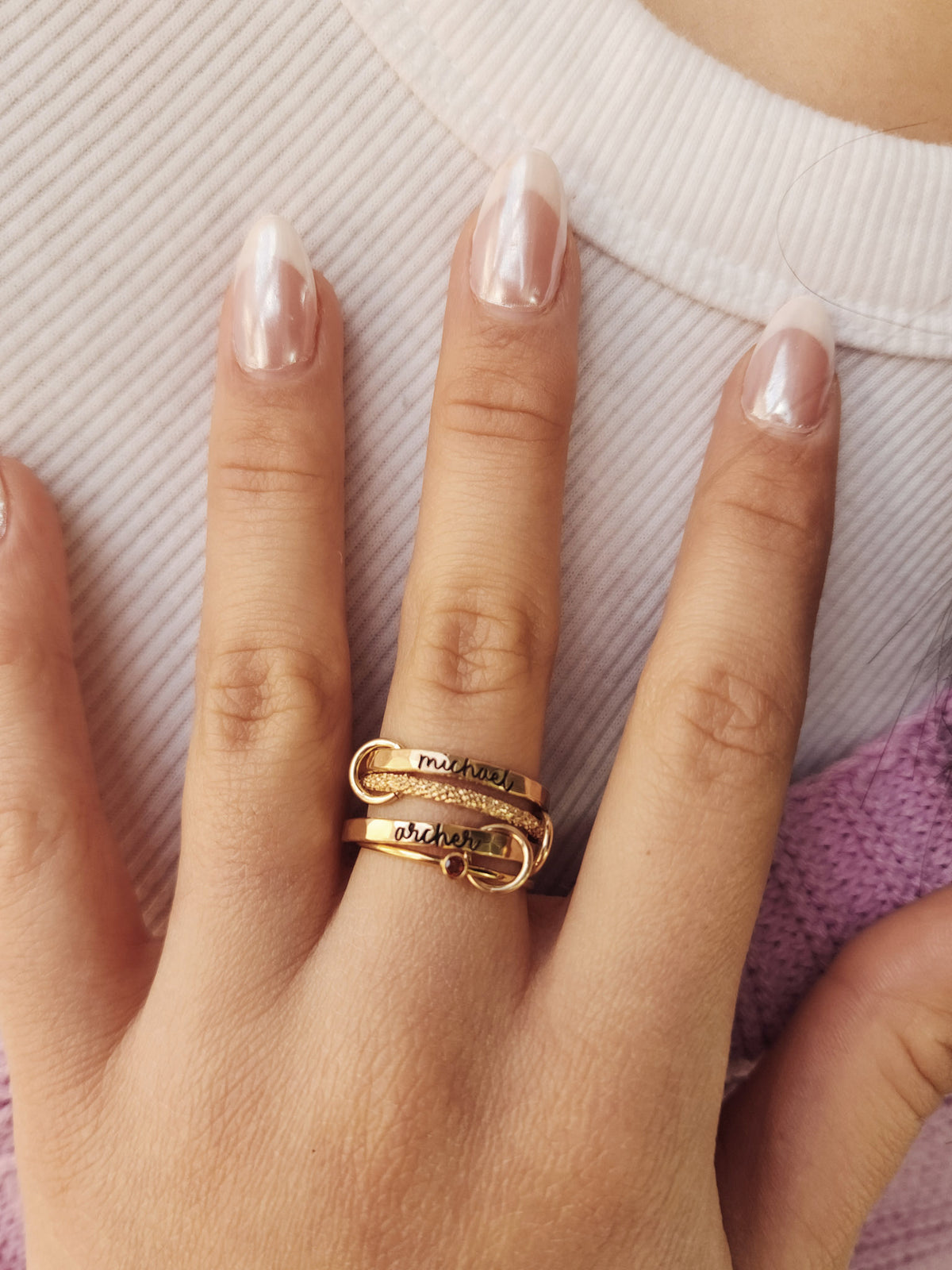 Personalized Connector Ring Set - Going Golden