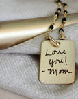 handwriting rectangle necklace