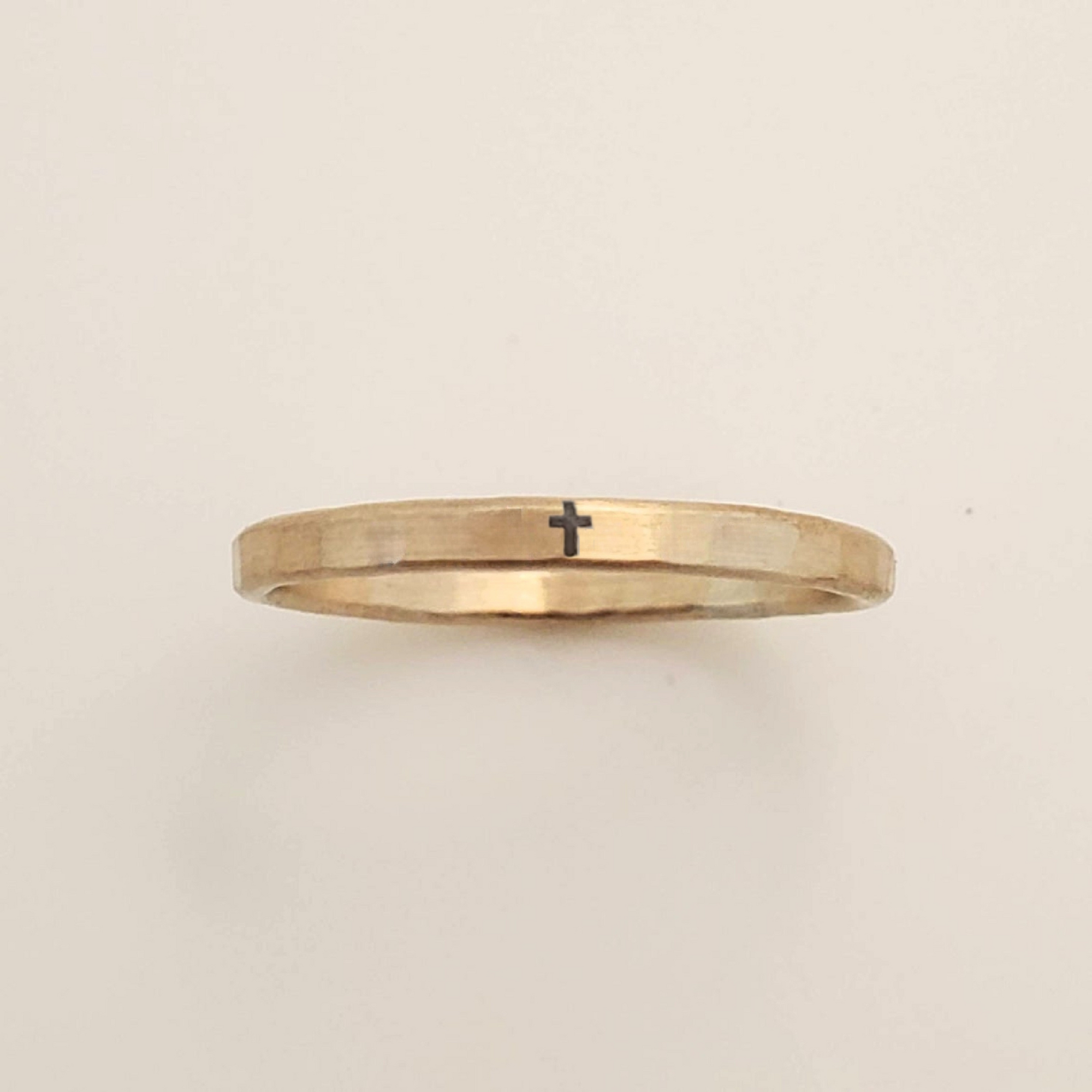 Engraved Cross Symbol Ring: Elegant Stacking Piece