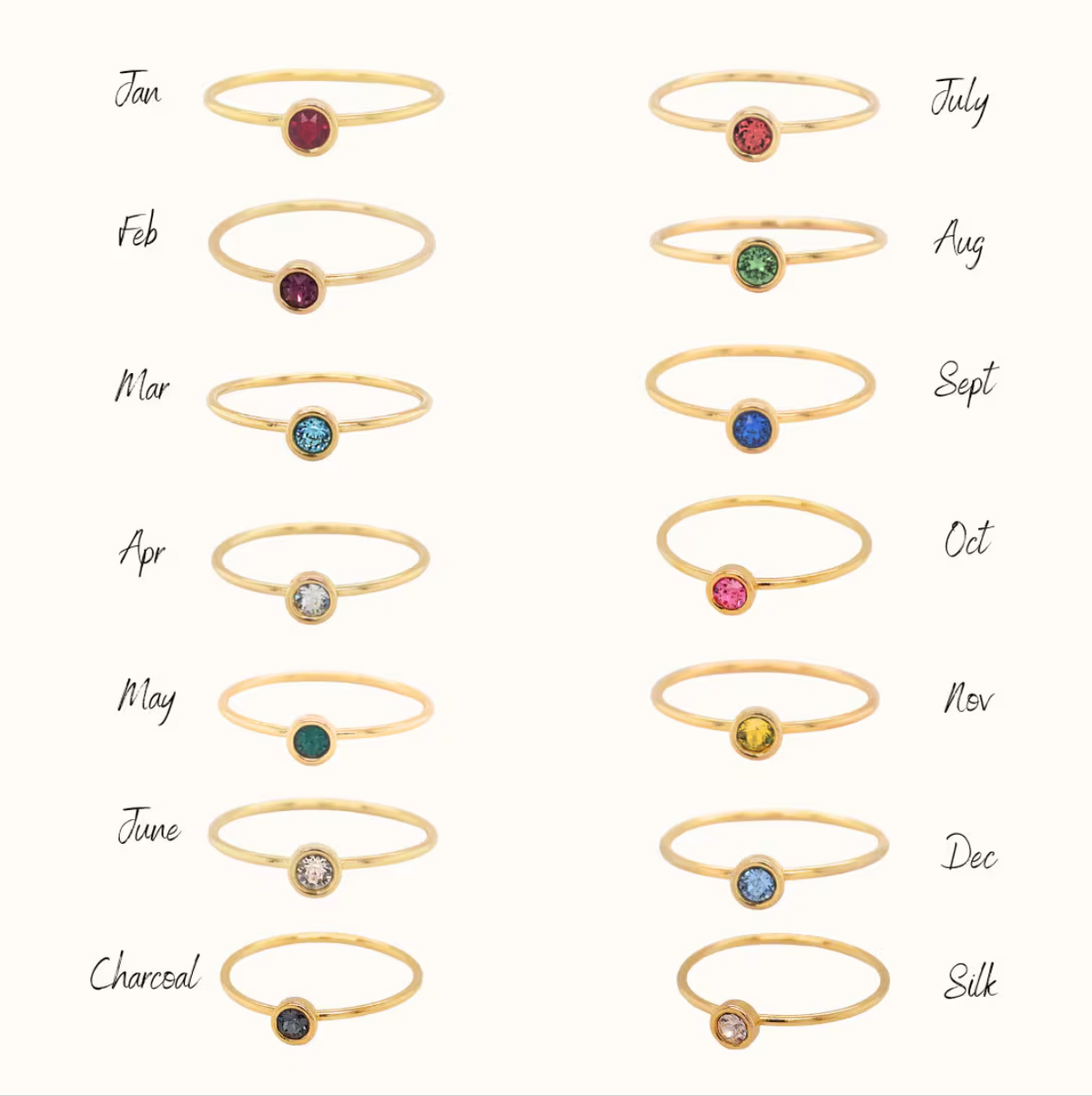 Large Birthstone Stacking Ring - Going Golden