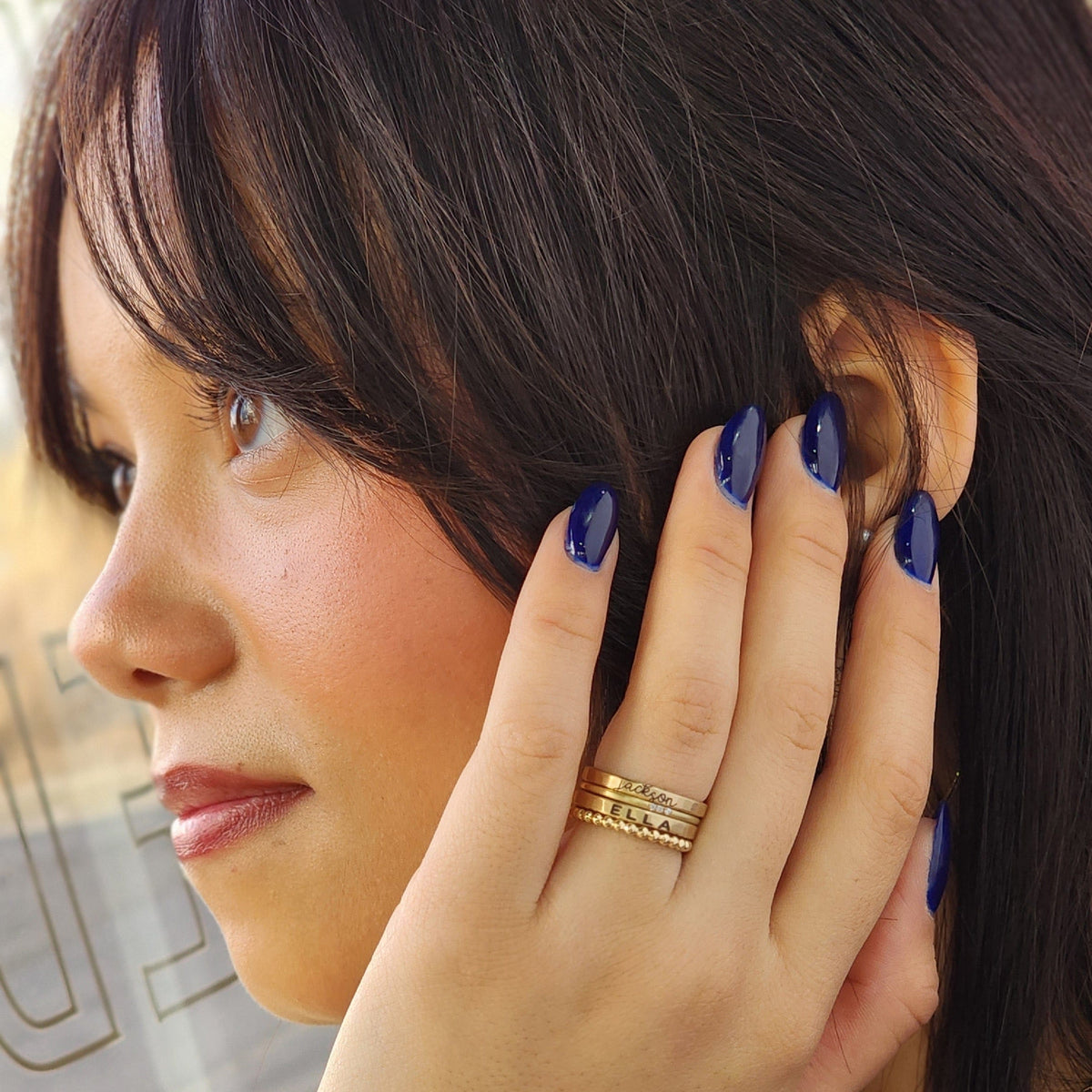 The Layla Stacking Name Ring Set - Going Golden