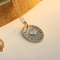 Gold Oval Name Necklace with Silver Heart - Going Golden