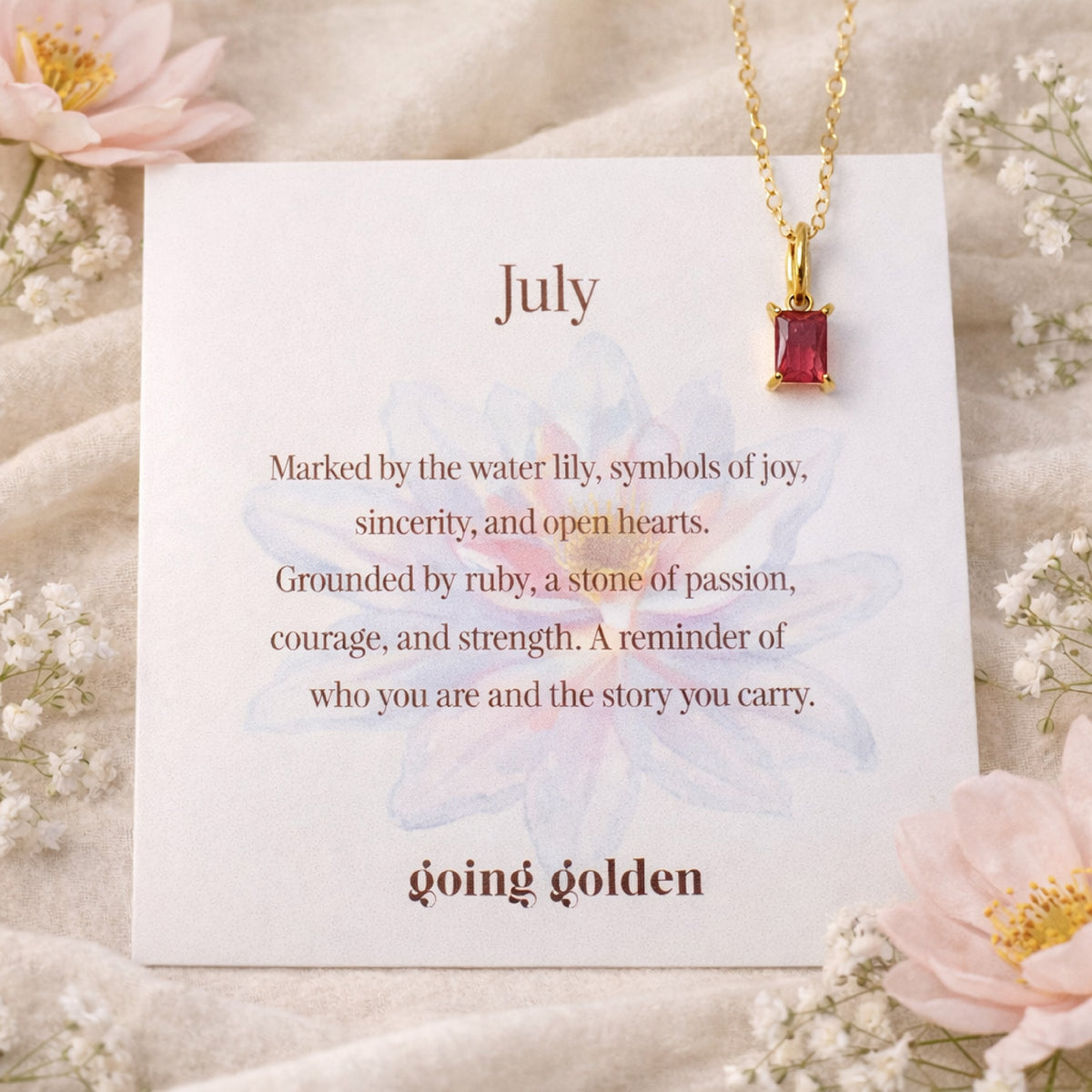 Birthstone Necklace with Card - Going Golden