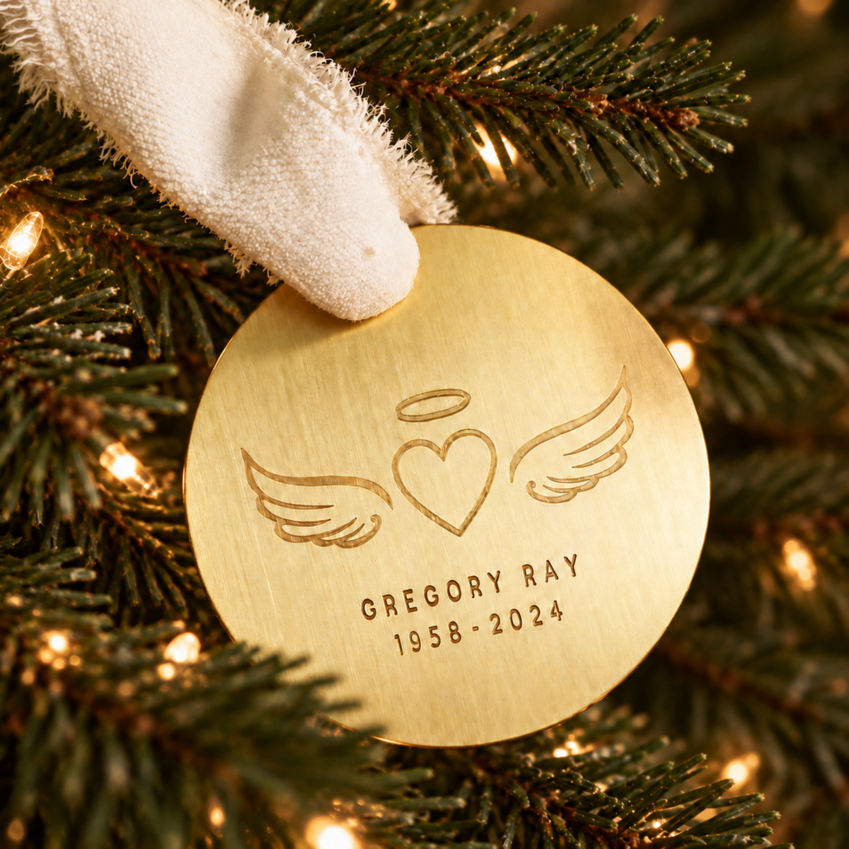 Gold Angel Wing Heart Halo Memorial Ornament