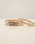 The Hannah Set in 14K gold-filled with name and birthstone rings