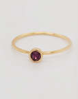 Large February Birthstone Ring with 4mm deep purple CZ stone and gold-filled band