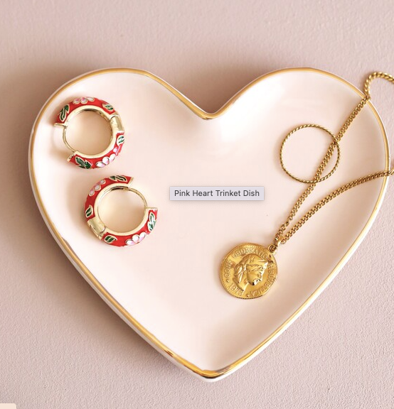 Pink Heart Trinket Dish - Going Golden