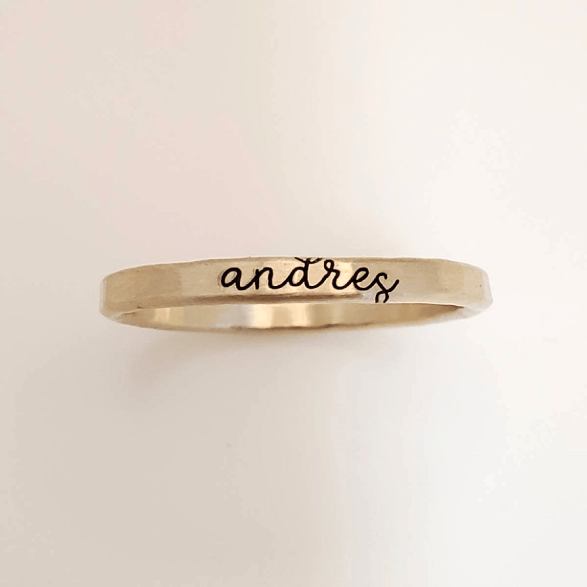 Thin Cursive Stacking Name Ring - Going Golden
