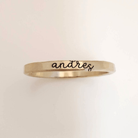 Thin Cursive Stacking Name Ring - Going Golden