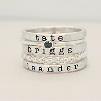 fine silver personalized ring set for mom